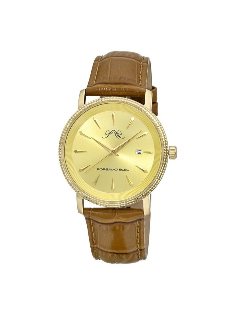 NWT Porsamo Bleu Veritas 2 Quartz Gold Dial Men's Watch